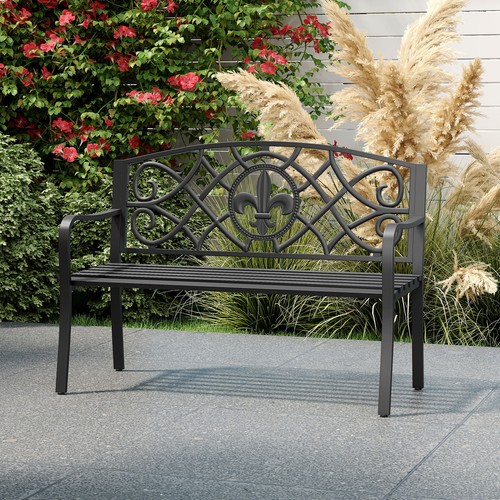Metal slatted loveseat cast - metal,