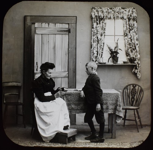 Antique magic lantern slide - lantern, a