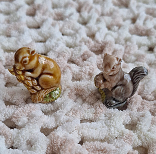 Ceramic squirrel and mouse - and,