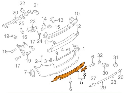 Audi rear bumper - bumper, spoiler