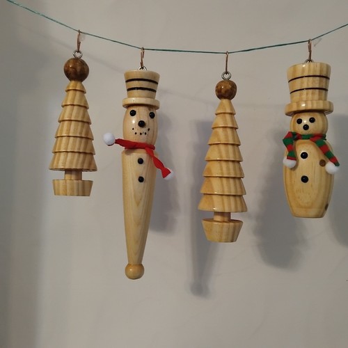 Turned wooden snowman - turned,