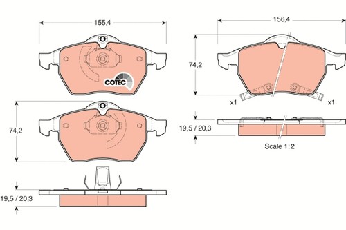 Front brake pad set - front,