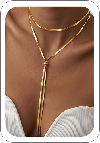 Gold lariat necklace - y,