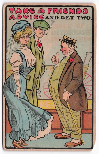 Antique comic postcard - comic,