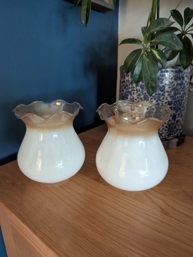 Vintage pair tulip glass light - pair,