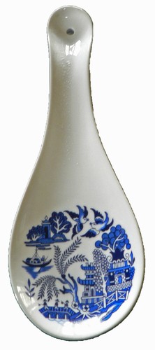 Blue willow pattern porcelain