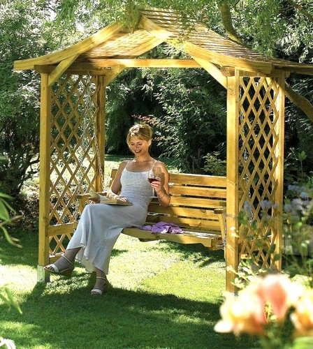Garden swing arbour - arbour, wood