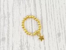 Gold ball beaded stretch ring - stretch,