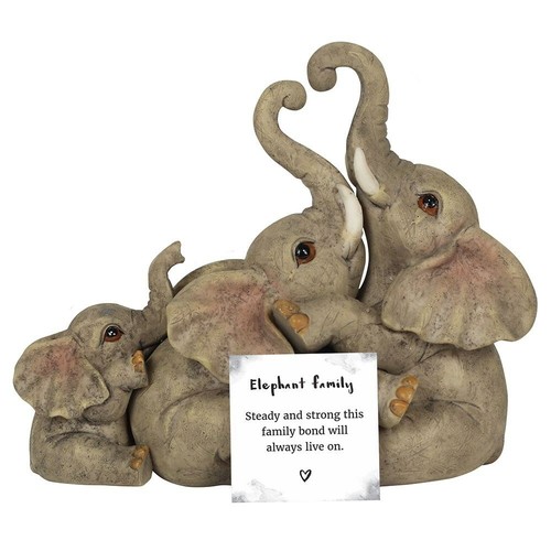 Resin elephant family ornament - resin,