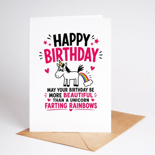 Funny birthday card unicorn - funny,