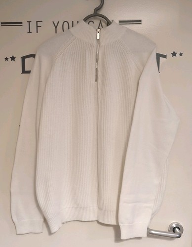 Mens white half zip jumper - mens,