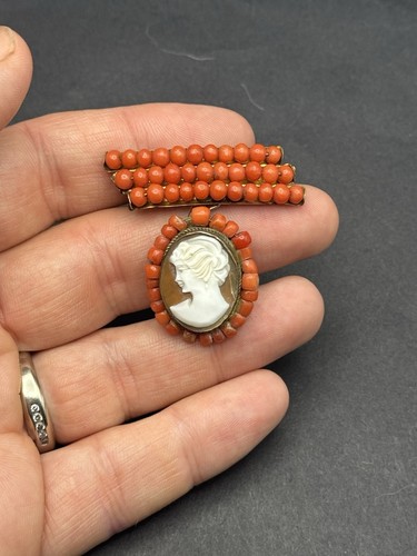 Antique gilt brass coral and - coral,