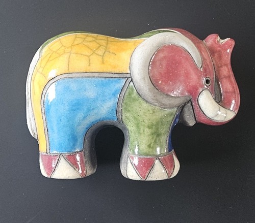 Vintage colourful raku - colourful, pottery