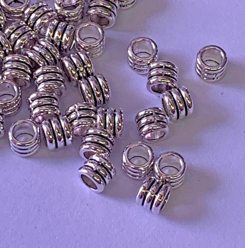 Tibetan silver spacer - silver, beads