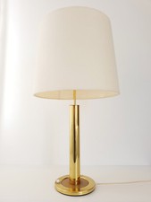Chic Living Room Lamp Brass Gold & Faux Leather Adjustable Height 70S