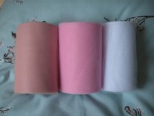 Job Lot 3 pt. used rolls soft Tutu net, Tulle in pink, white & champagne 6" wide