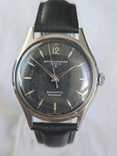 Mens Vintage Stainless Steel BAUME AND MERCIER Baumatic 25J Automatic Wristwatch