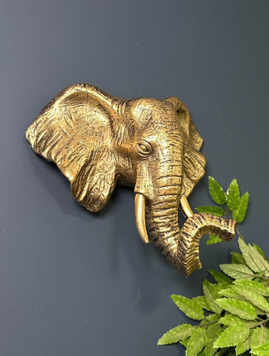 Gold elephant head - gold, decor