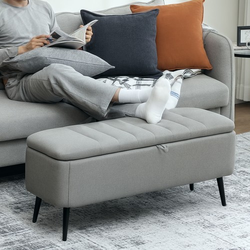 Storage ottoman linen fabric - ottoman,