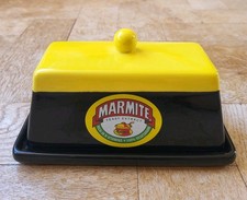MARMITE BRANDED BLACK & YELLOW CERAMIC BUTTER DISH