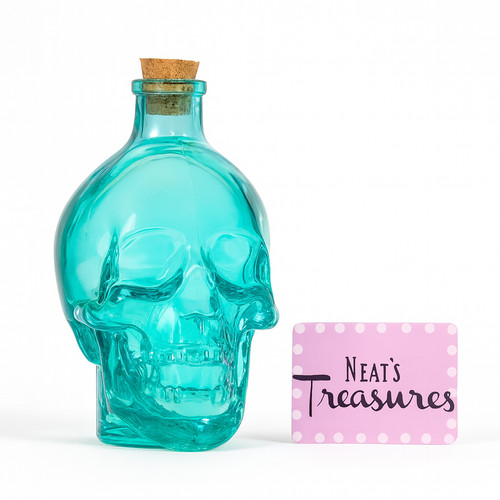 Glass skull head aqua teal - head,