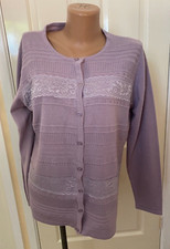 Bonmarche Lilac Colour Pretty Laced Ladies Cardigan Size M