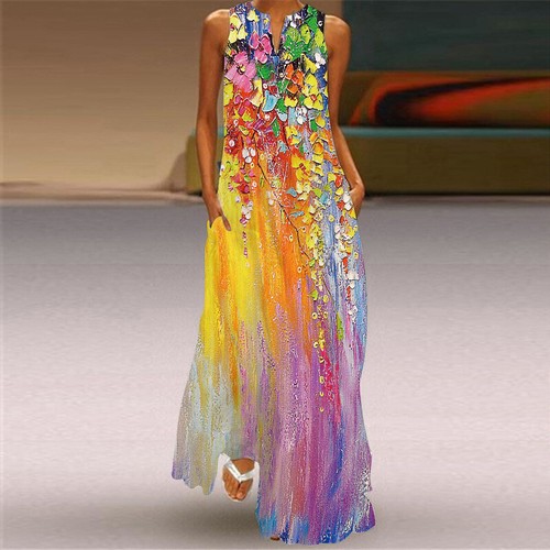 Womens holiday boho maxi dress - maxi,