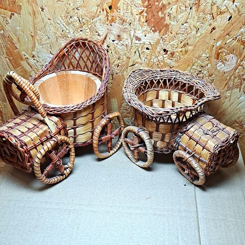 Wicker doll pram pushchair - 2x,