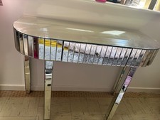 Mirrored Dressing Table Venetian Distressed 1 DRAW Console Silver Hall Table SOL