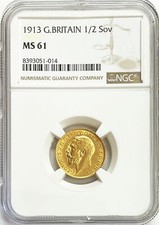 1913 GOLD GREAT BRITAIN 1/2