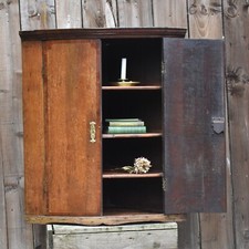 Antique 1770 Georgian Bow Fronted Satinwood Mahogany Corner Cabinet Cupboard