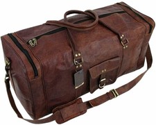 Leather Bag Handcrafted Travel Duffel Duffle Luggage Brown Weekend Gym Real New