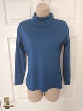 Spirit of the Andes Top Roll Neck Size Small Teal Long Sleeves Pima Cotton 