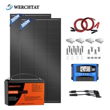 200W 400W Mono Solar Panel Kit with 12V 100AH Battery RV Camping Caravan Boat