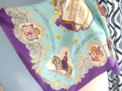Vintage scarf coronation queen - scarf,