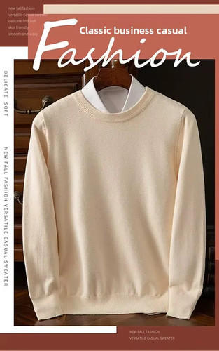 Men wool neck twist knit - o-neck,