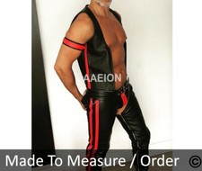 Men's Real Leather Bikers Chaps Leather Chaps available in 3 COLORS Of Stripes