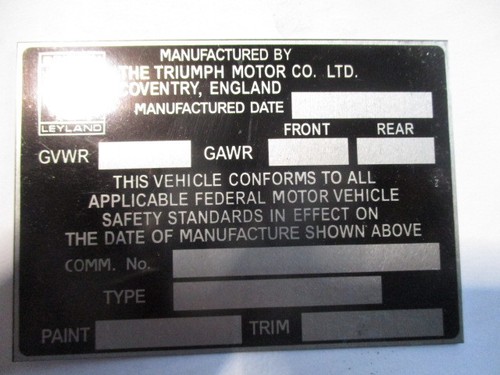 Nameplate plate triumph - bl,