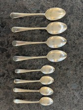 4 vintage Old English silver plated dessert spoons, and 4 teaspoons