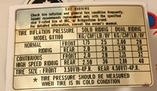 SUZUKI GSX1100 GSX1100E GSX1100EX TYRE PRESSURE CAUTION WARNING DECAL LABEL