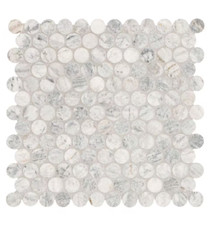 MSI Capri Blue Penny Round 12in x 12in Honed Marble Mosaic Floor Wall Tile