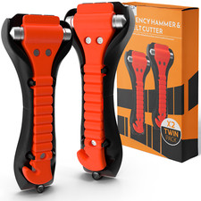 Xtremeauto 2 x Emergency Hammer Car Window Breaker Seatbelt Cutter Breaks Glass