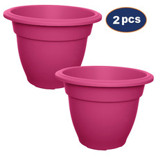 Set of 2 Round Plastic Bell Plant Pots Planter Garden Flower Plant Pot Outdoor