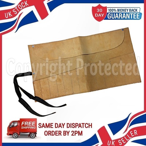 Leather tool roll - roll, suede