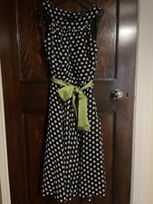 Debenhams Collection Black And White Polka Dress With Belt 