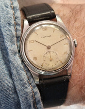 VINTAGE CRUSADER 1940's WW11 ERA FIELD TYPE ALL STEEL SWISS GENTS WATCH