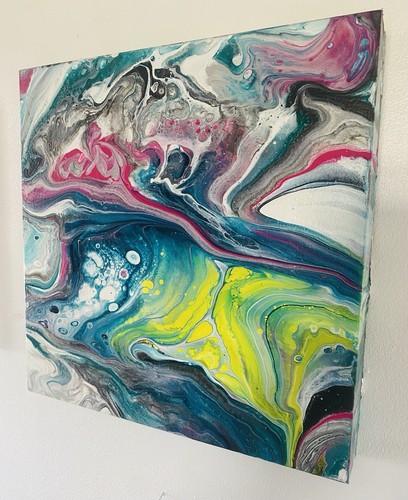 Acrylic fluid art painting - acrylic,