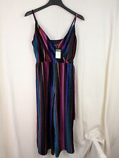 Primark ladies size 12 multi colour strappy belted jumpsuit striped New