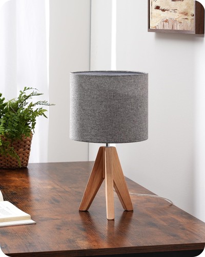 36cm wood bedside table - 36cm, lamp