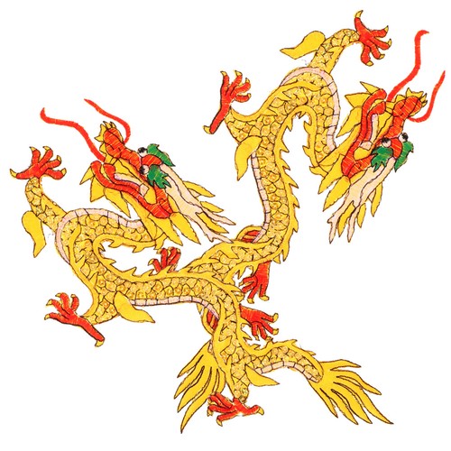Yellow dragon embroidered iron - yellow,